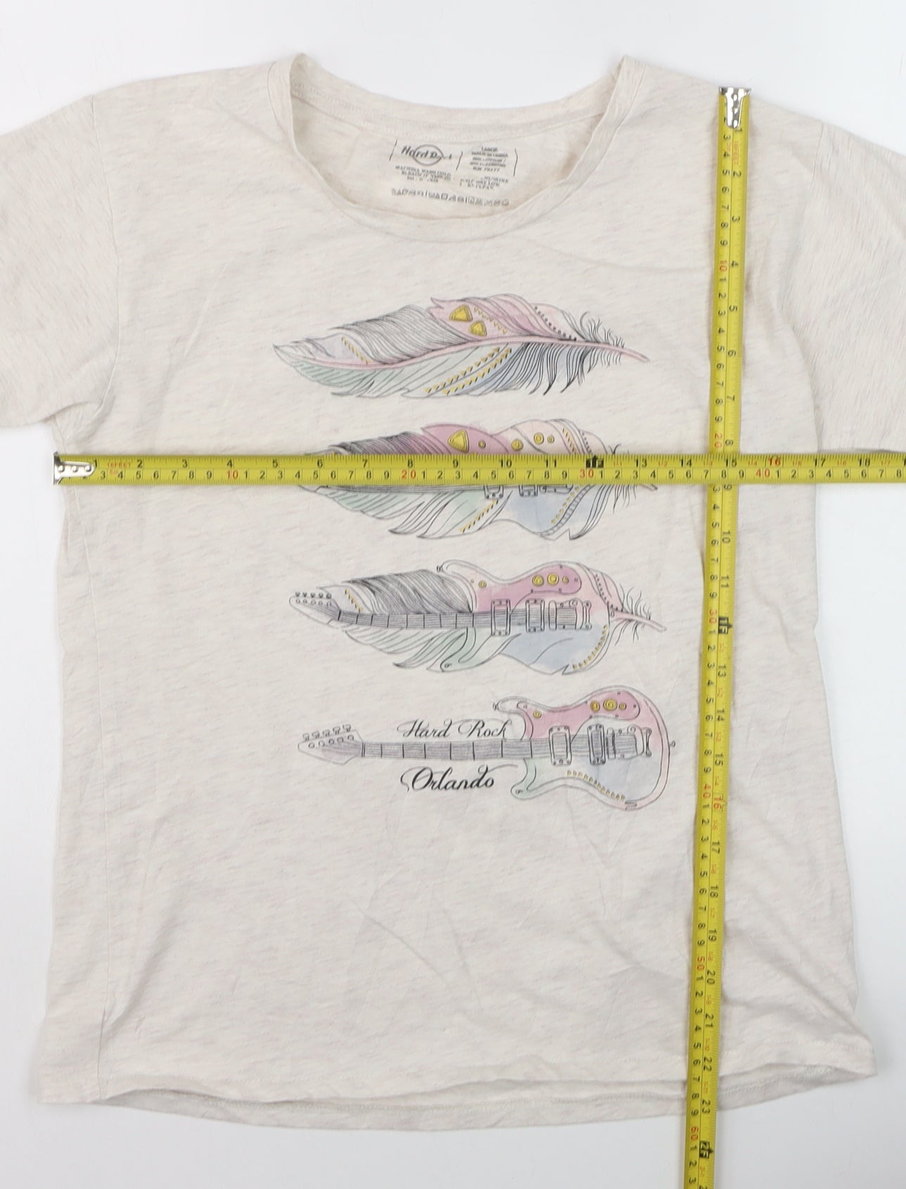 Hard Rock Womens Ivory Graphic Music T-Shirt Size L