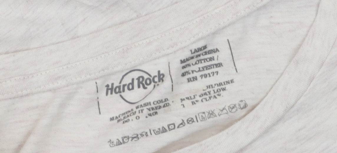Hard Rock Womens Ivory Graphic Music T-Shirt Size L