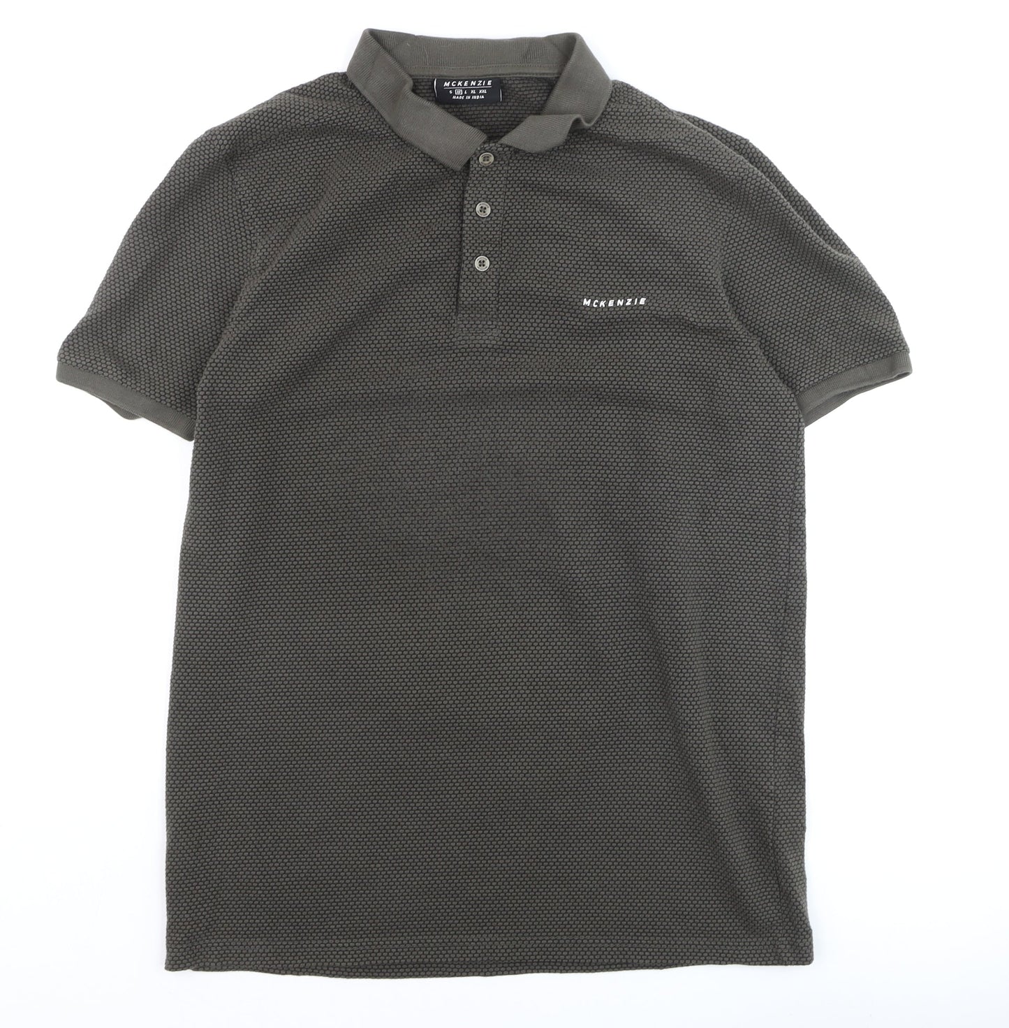McKenzie Men’s Khaki Cotton Blend Short Sleeve Polo Shirt M