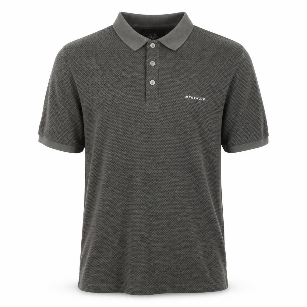 Front view of McKenzie Men’s Khaki Cotton Blend Short Sleeve Polo Shirt M