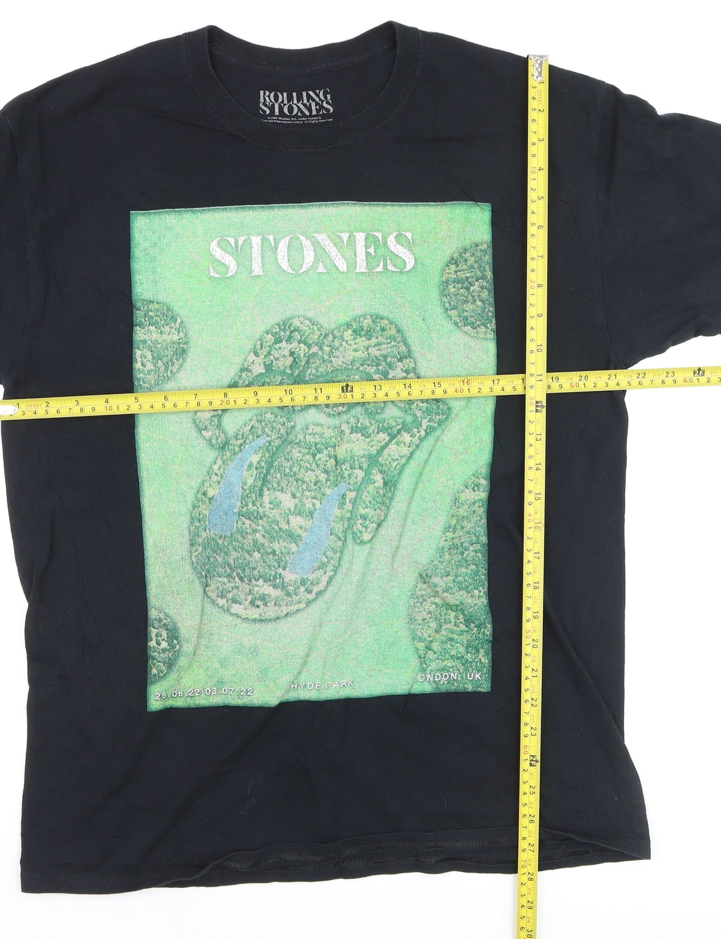 Rolling Stones Men's Black L Band Graphic Cotton T-Shirt