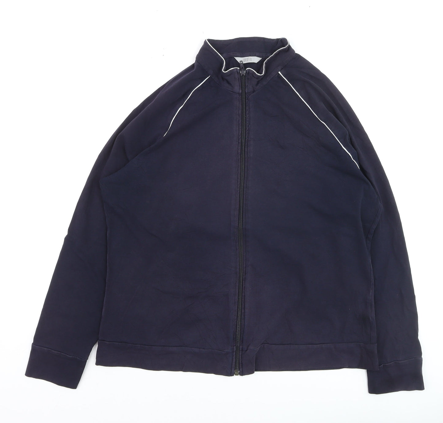 Marks and Spencer Women's Blue Size 20 Track Jacket Full Zip Cotton Blend