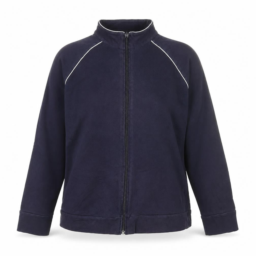 Front view of Marks & Spencer Women's Blue, size 20, Track Jacket Full Zip Cotton Blend