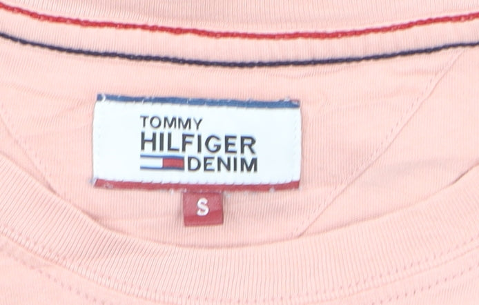 Tommy Hilfiger Denim Men's Pink Crew Neck Cotton T-Shirt - Size S