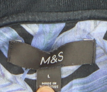 Marks and Spencer Men's Navy Leaf Print Polo Shirt Size L