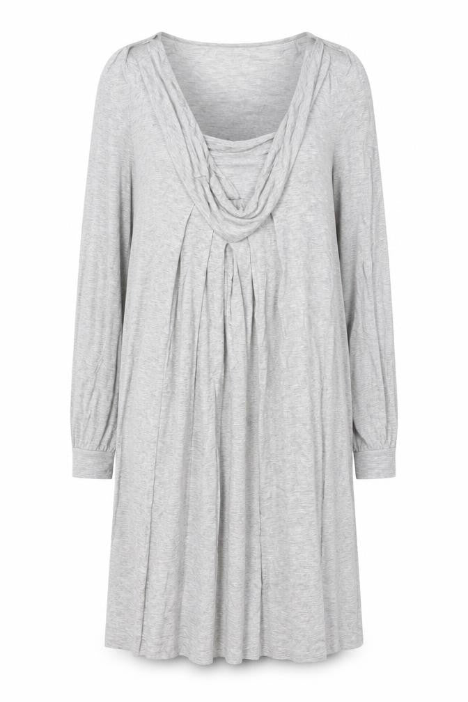 Blunauta Women Grey XS Long Sleeve Cowl Neck Shift Dress