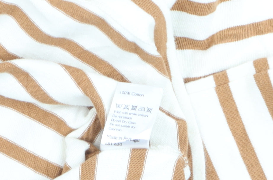 Kin by John Lewis Men's Beige White Striped Cotton Pullover Jumper M