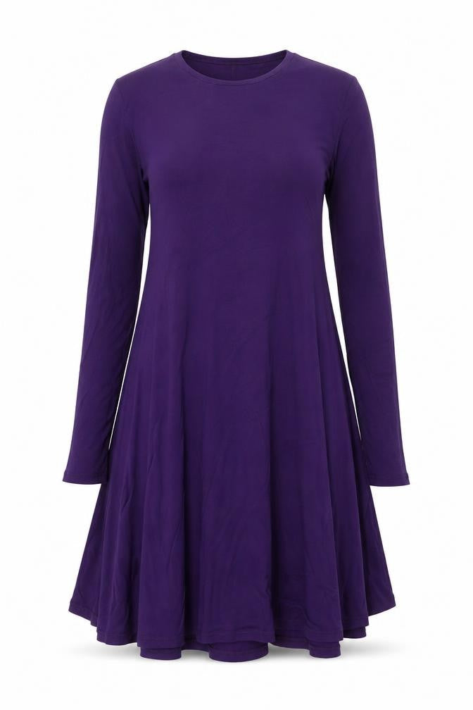 Boohoo Women Purple A-Line Long Sleeve Jersey Dress Size 6