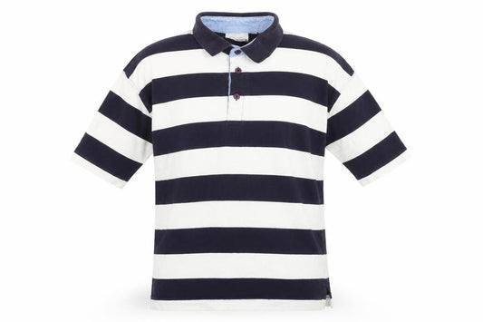 Jessica Men’s Blue White Striped 100% Cotton Polo Shirt Size L