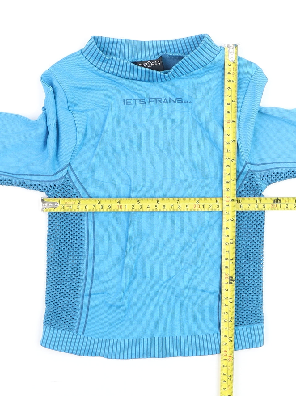 iets frans Blue Long Sleeve Cropped Activewear Top Size S