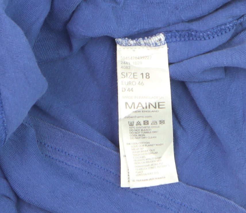 Maine New England Women's Blue Cotton Short Sleeve Eyelet T-Shirt Size 18