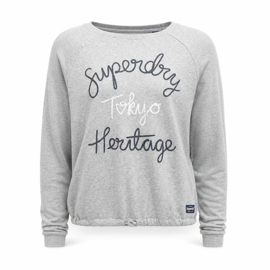 Superdry Women's Grey Pullover Sweatshirt Small Tokyo Heritage Logo