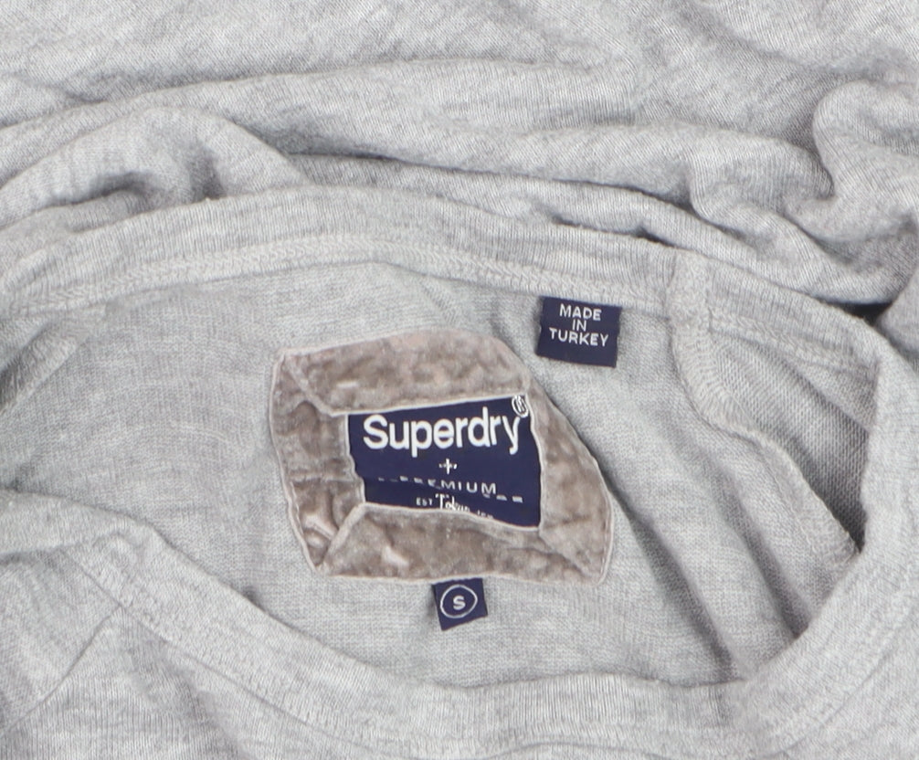 Superdry Women's Grey Pullover Sweatshirt Small Tokyo Heritage Logo