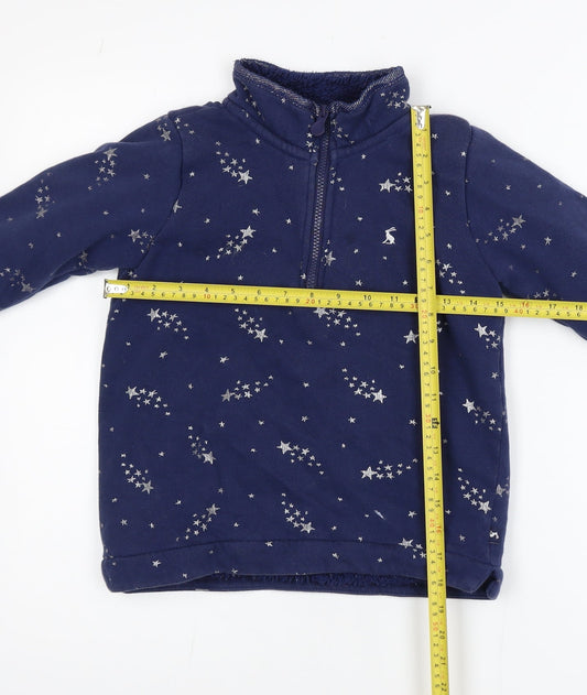 Joules Girls Blue Star Print Fleece 1/4 Zip Activewear Jacket 7-8 Years