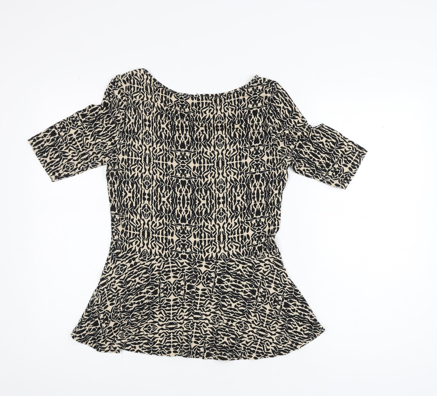 Marks and Spencer Women's Beige Black Peplum Top Size 8