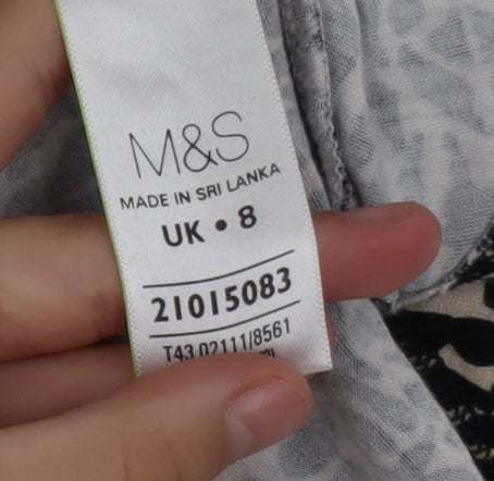 Marks and Spencer Women's Beige Black Peplum Top Size 8