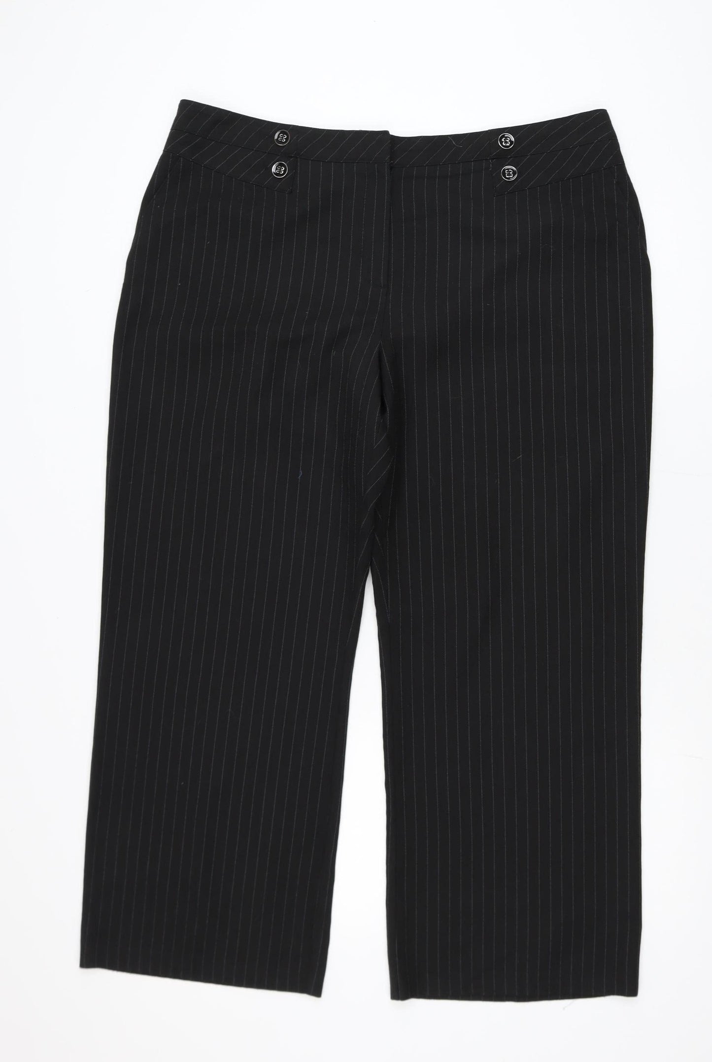 BHS Women’s Black Pinstripe Petite Size 18 Straight Leg Trousers