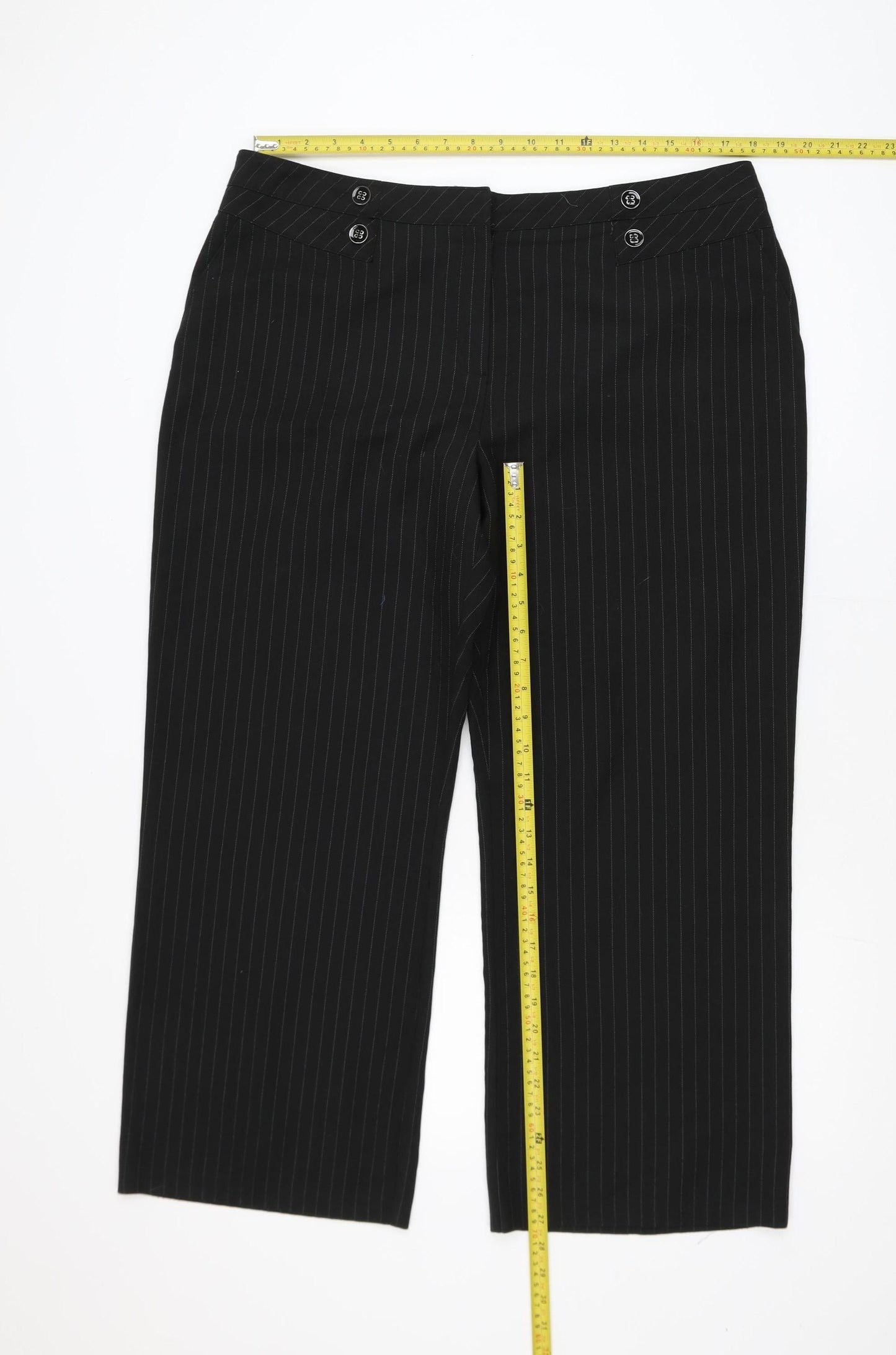 BHS Women’s Black Pinstripe Petite Size 18 Straight Leg Trousers