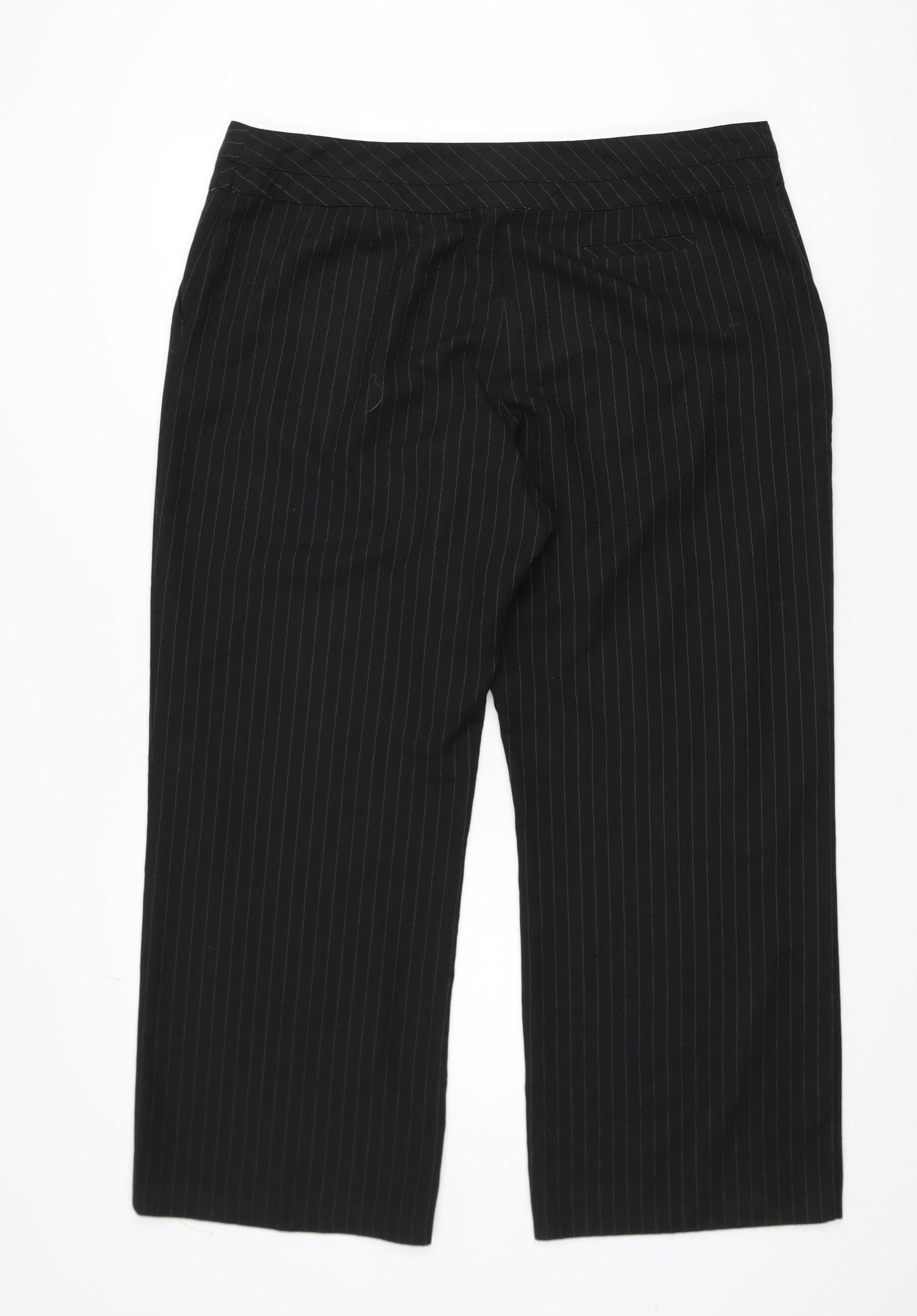 BHS Women’s Black Pinstripe Petite Size 18 Straight Leg Trousers