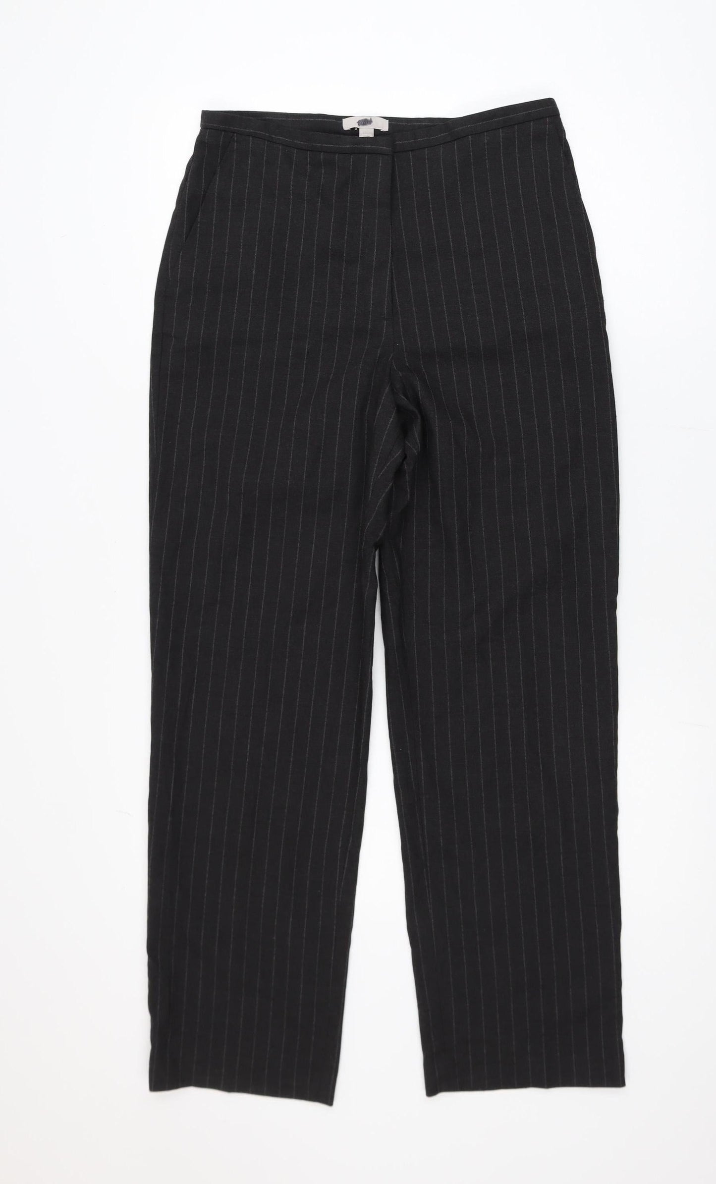 H&M Women’s Black Pinstripe Slim Fit Trousers Size 12
