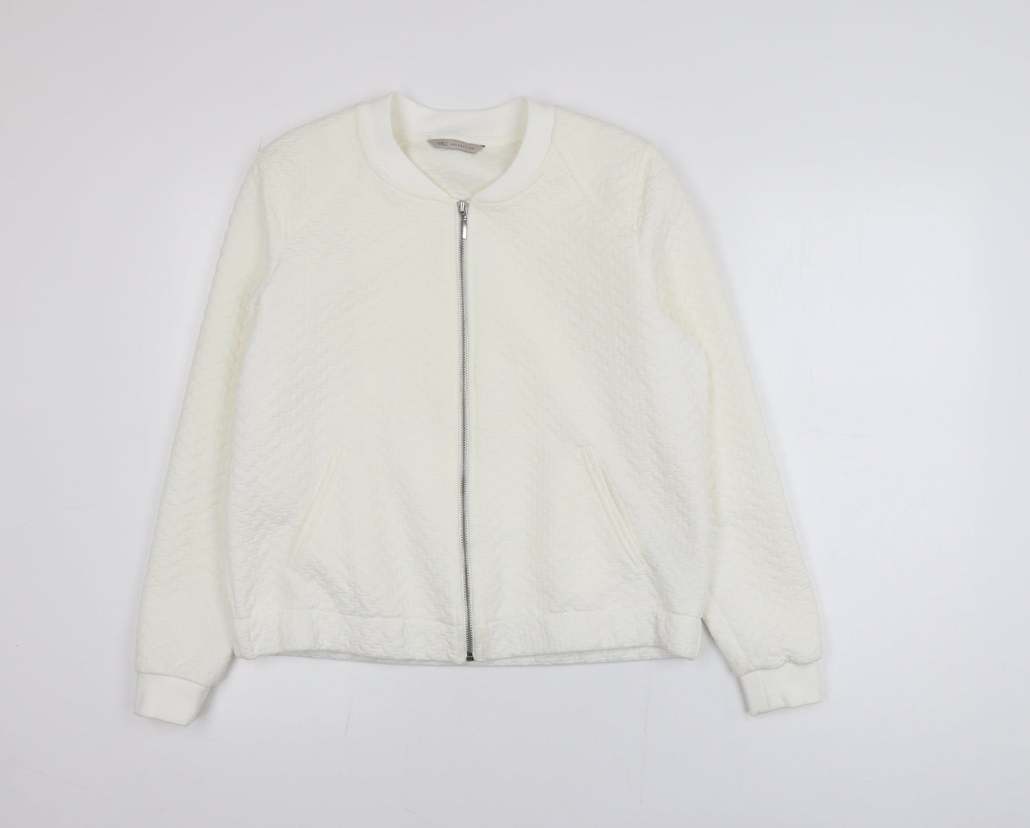 Marks and Spencer Women Ivory Size 14 Bomber Jacket