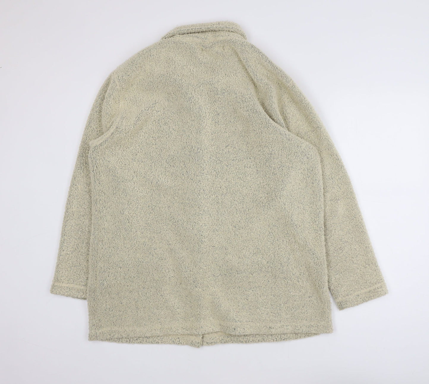 EWM Womens Beige Fleece Mid-Length Button Jacket Size 14
