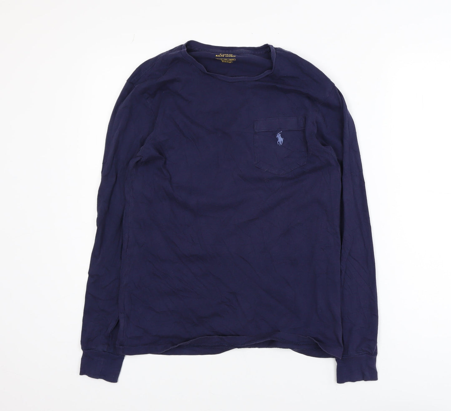 Ralph Lauren Men's Navy Blue Slim Fit Long Sleeve Cotton T-Shirt XS