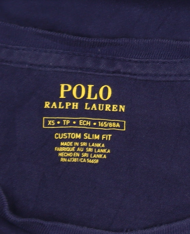 Ralph Lauren Men's Navy Blue Slim Fit Long Sleeve Cotton T-Shirt XS