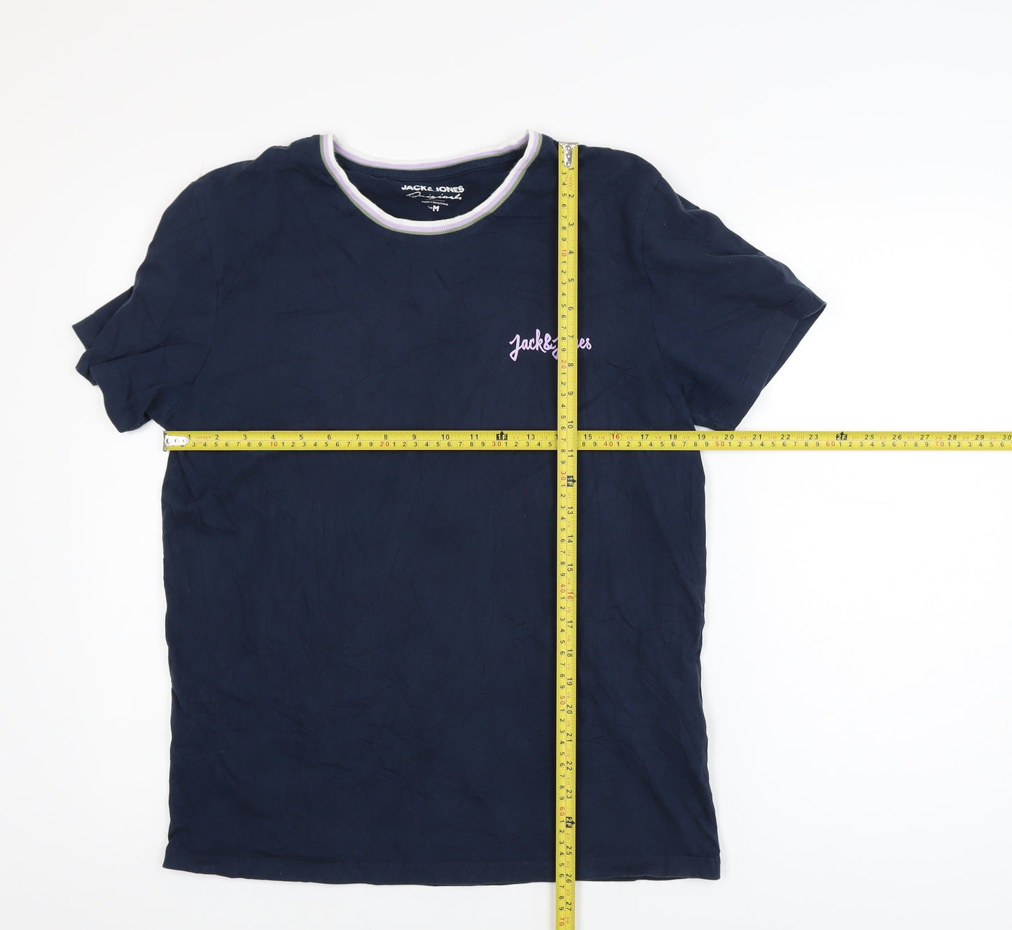 Jack & Jones Men’s Blue Crew Neck Short Sleeve Cotton T-Shirt M