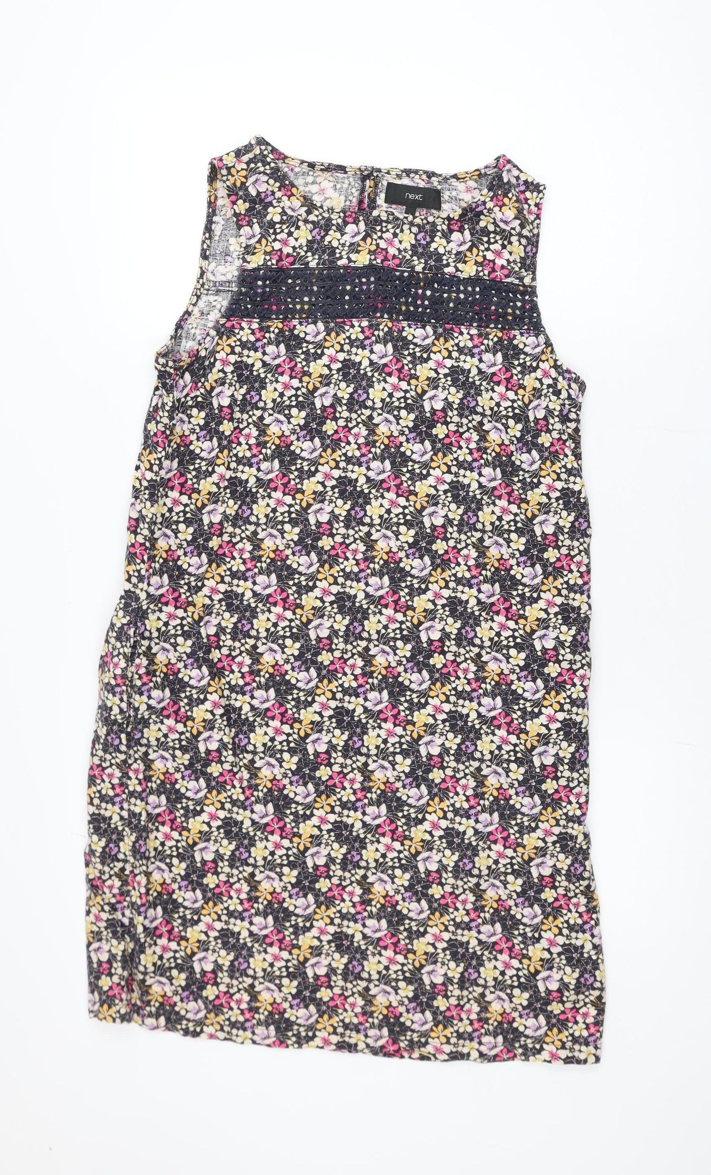 Next Women’s Multicoloured Floral Linen Blend Shift Dress Size 8