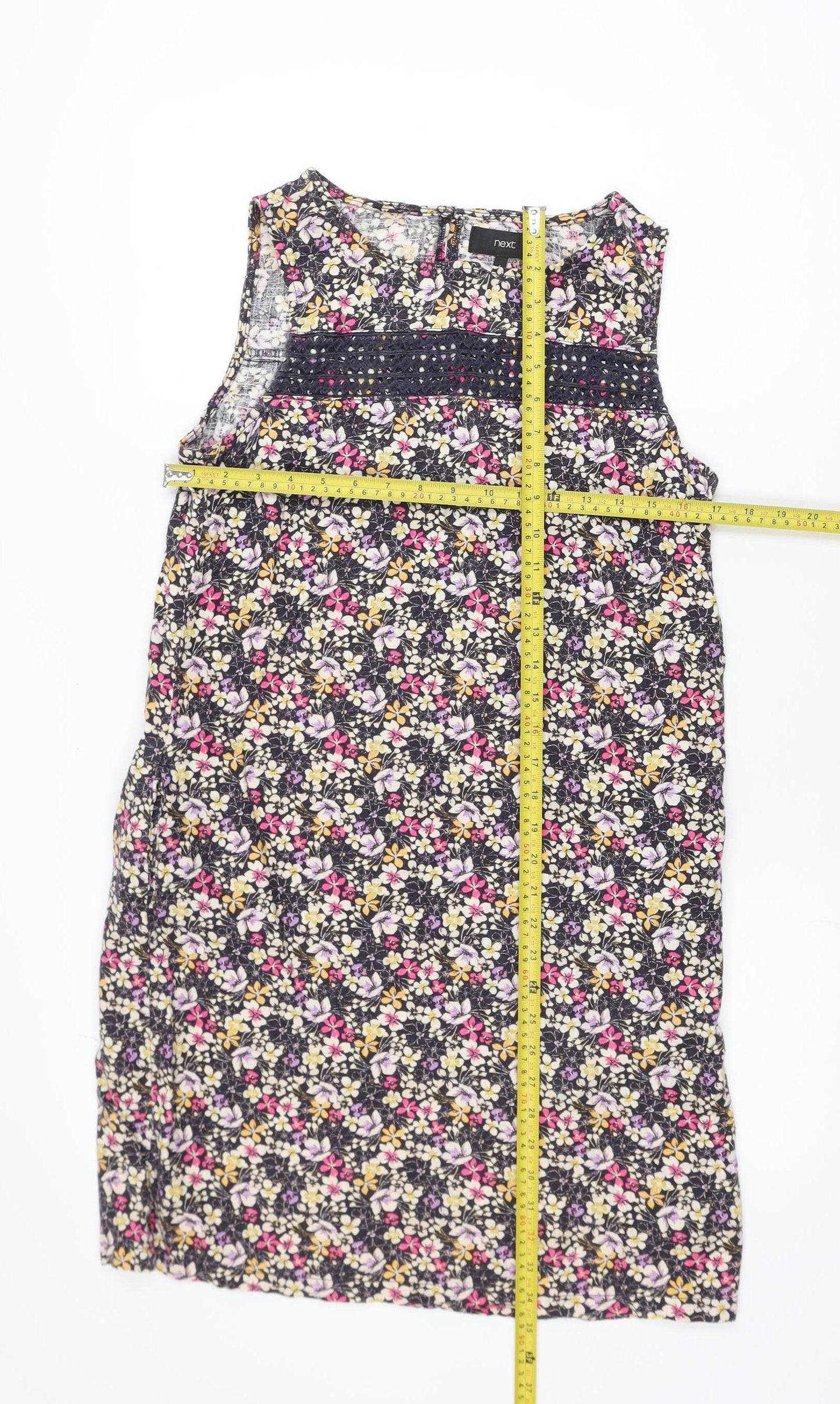 Next Women’s Multicoloured Floral Linen Blend Shift Dress Size 8