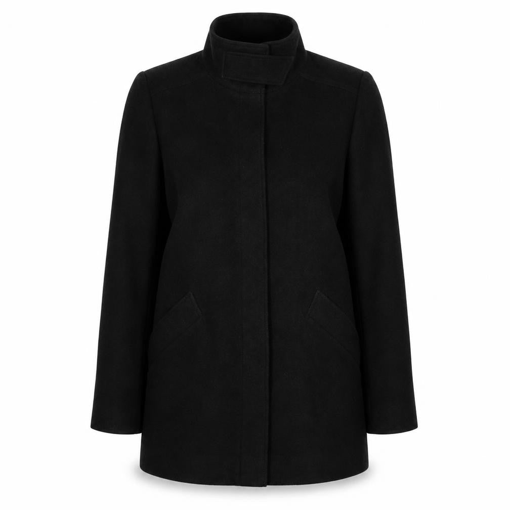 Front view of Marks & Spencer Women's Black Wool Blend Overcoat UK 12