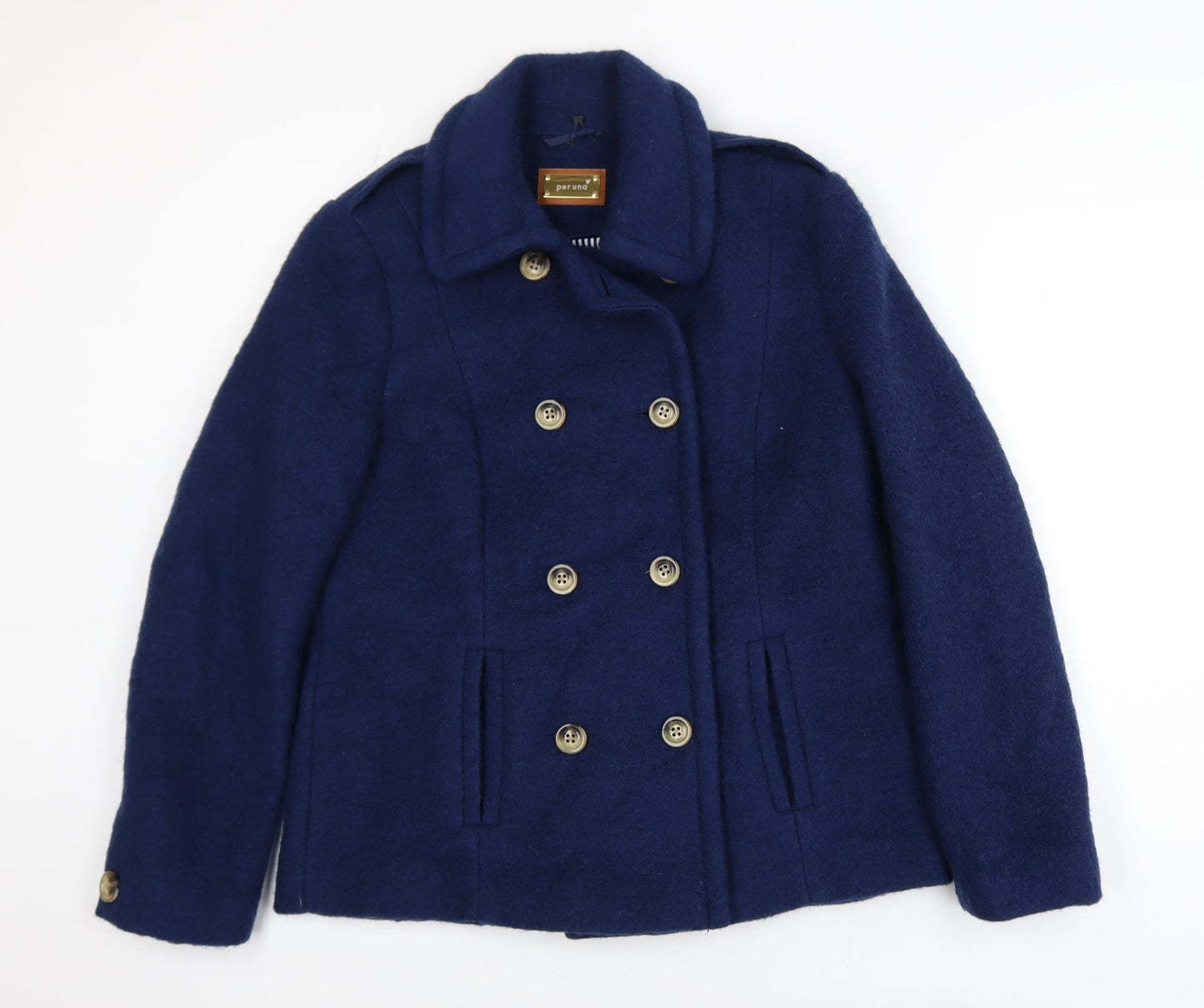 Marks and Spencer Women's Blue Wool Pea Coat Size 12