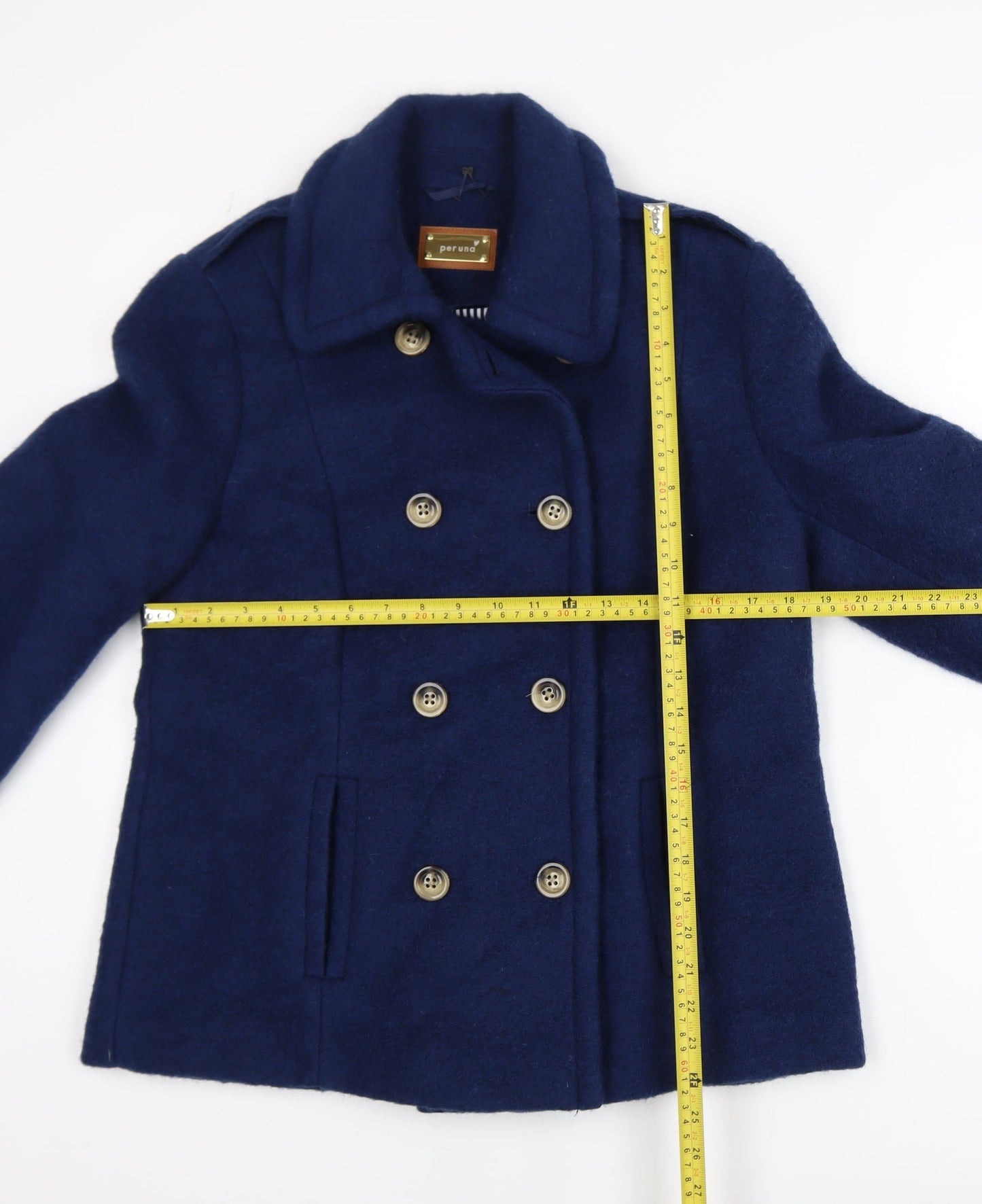 Marks and Spencer Women's Blue Wool Pea Coat Size 12