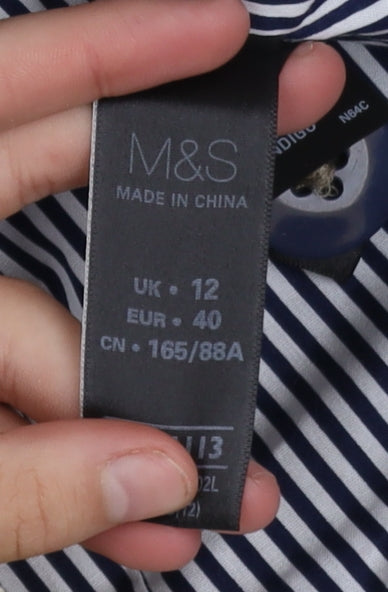 Marks and Spencer Women's Blue Wool Pea Coat Size 12