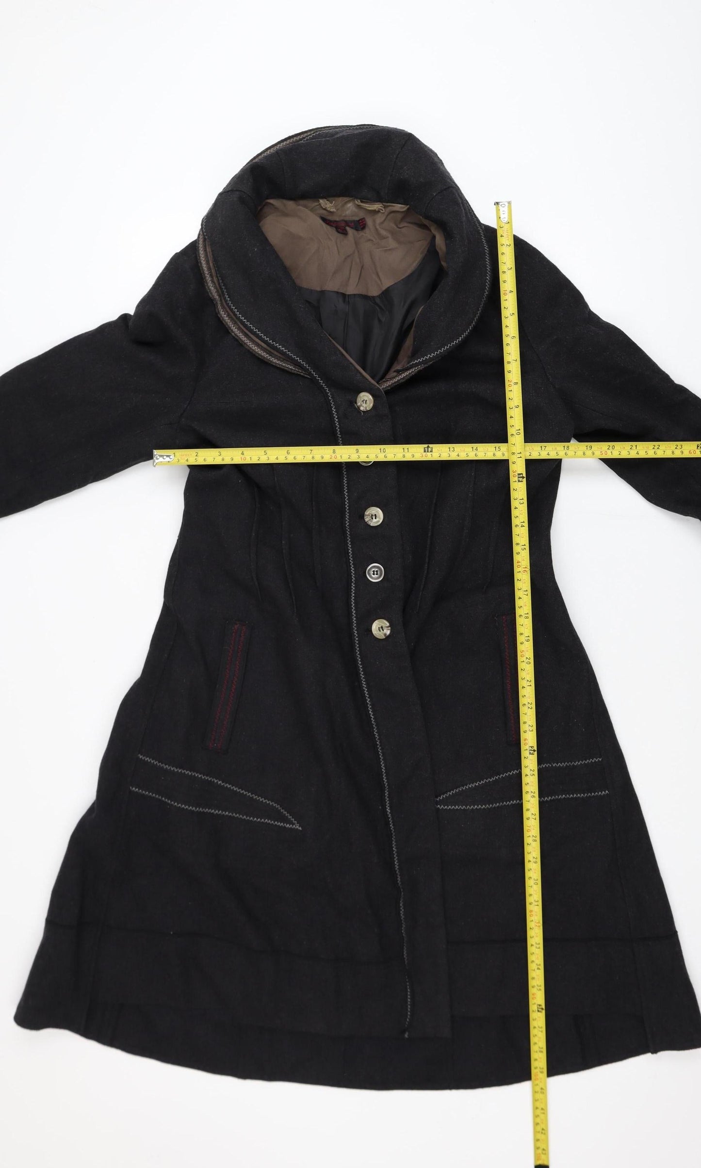 Joe Browns Women's Black Wool Blend Long Button Coat Size 12