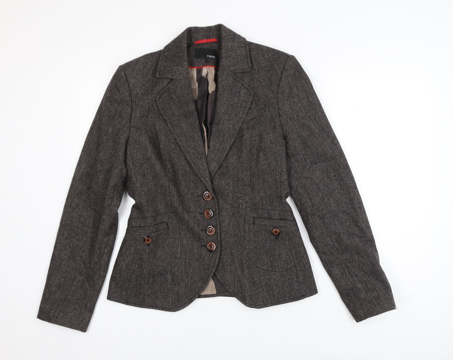 Next Women Brown Wool Blend Single-Breasted Suit Jacket Size 10