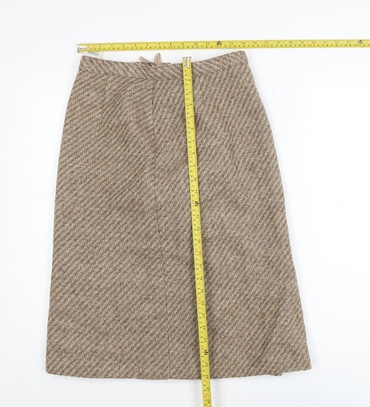 Marks and Spencer Women Brown Wool Tweed Pencil Skirt Size 14