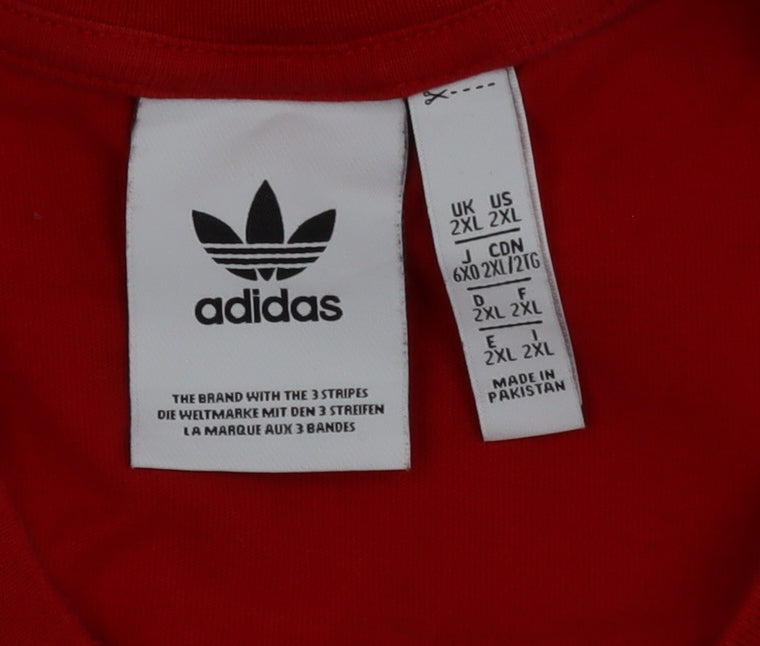 Adidas Men's Red 2XL Classic Crew Neck Short Sleeve Cotton T-Shirt