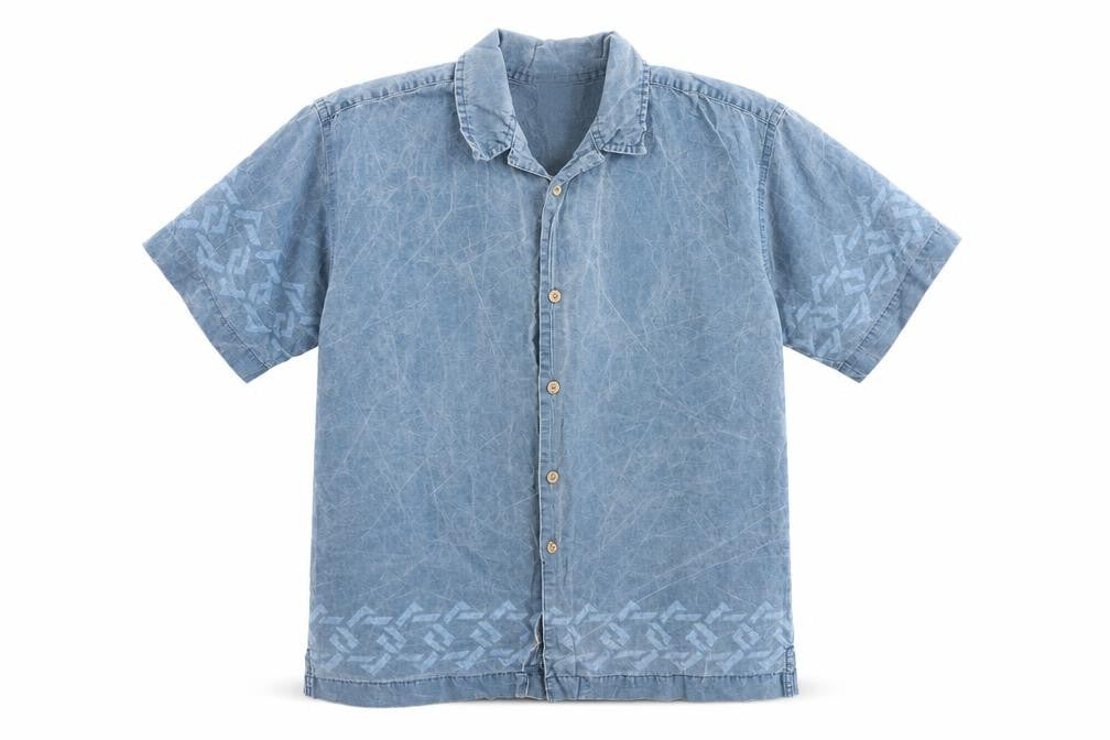 Arizona Jean Co. Men's Blue Dragon Print Short Sleeve Button-Up Shirt M