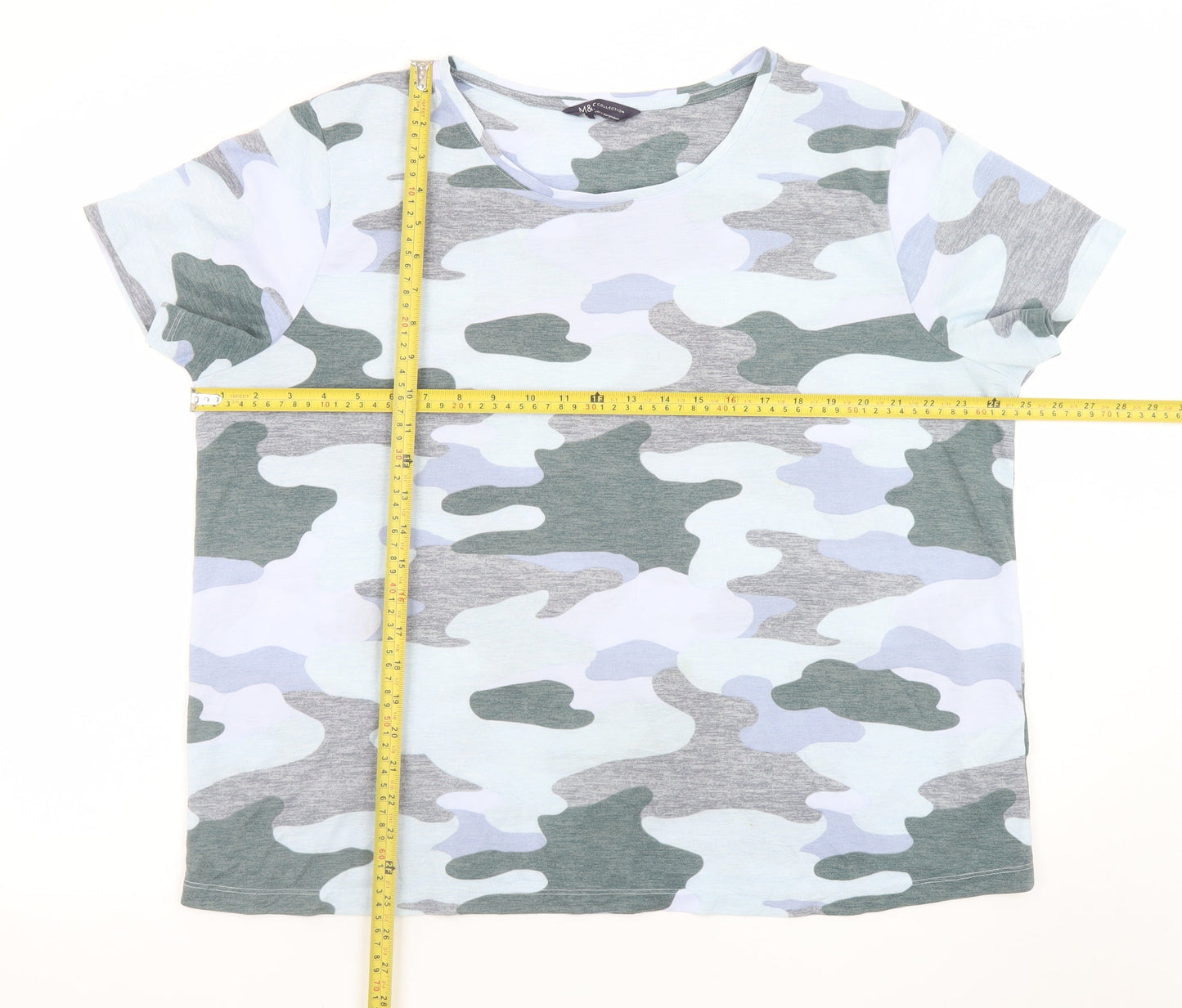 Marks and Spencer Men's Multicoloured Camouflage Regular Fit T-Shirt Size 20