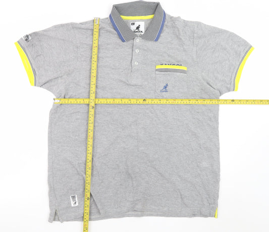 Kangol Men's Grey XL Collared Short Sleeve Cotton Polo Shirt