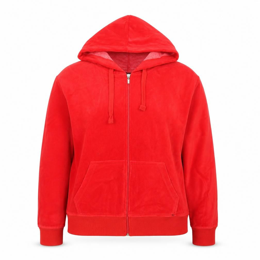 Front view of Boogy London women’s red full zip hoodie 4xl polyester cotton blend