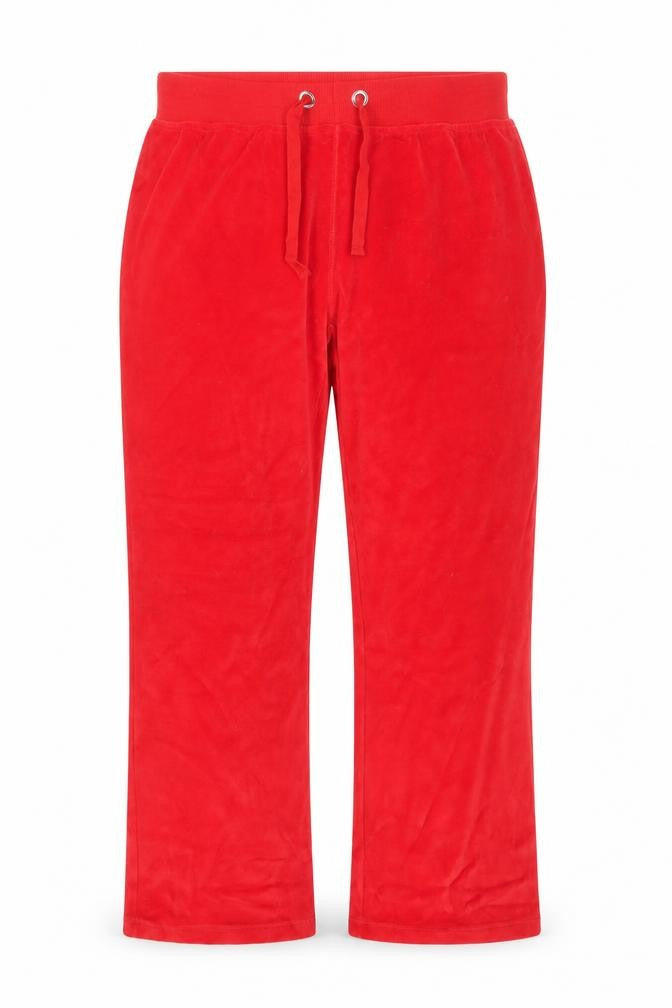 Boogy London Womens Red 4XL Velour Sweatpants with Drawstring Waist