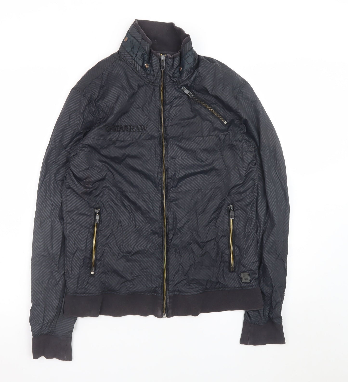 G-Star Men’s Black L Bomber Jacket Polyamide Zip-Up Urban Style