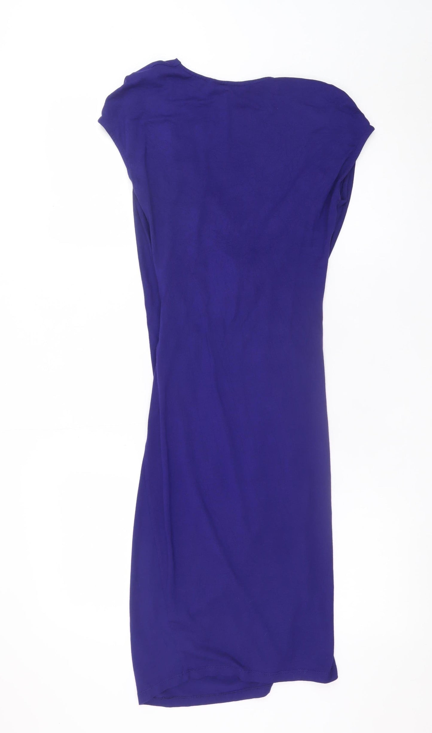Phase Eight Women’s Blue Size 8 Wrap Dress Short Sleeve V-Neck Ruched