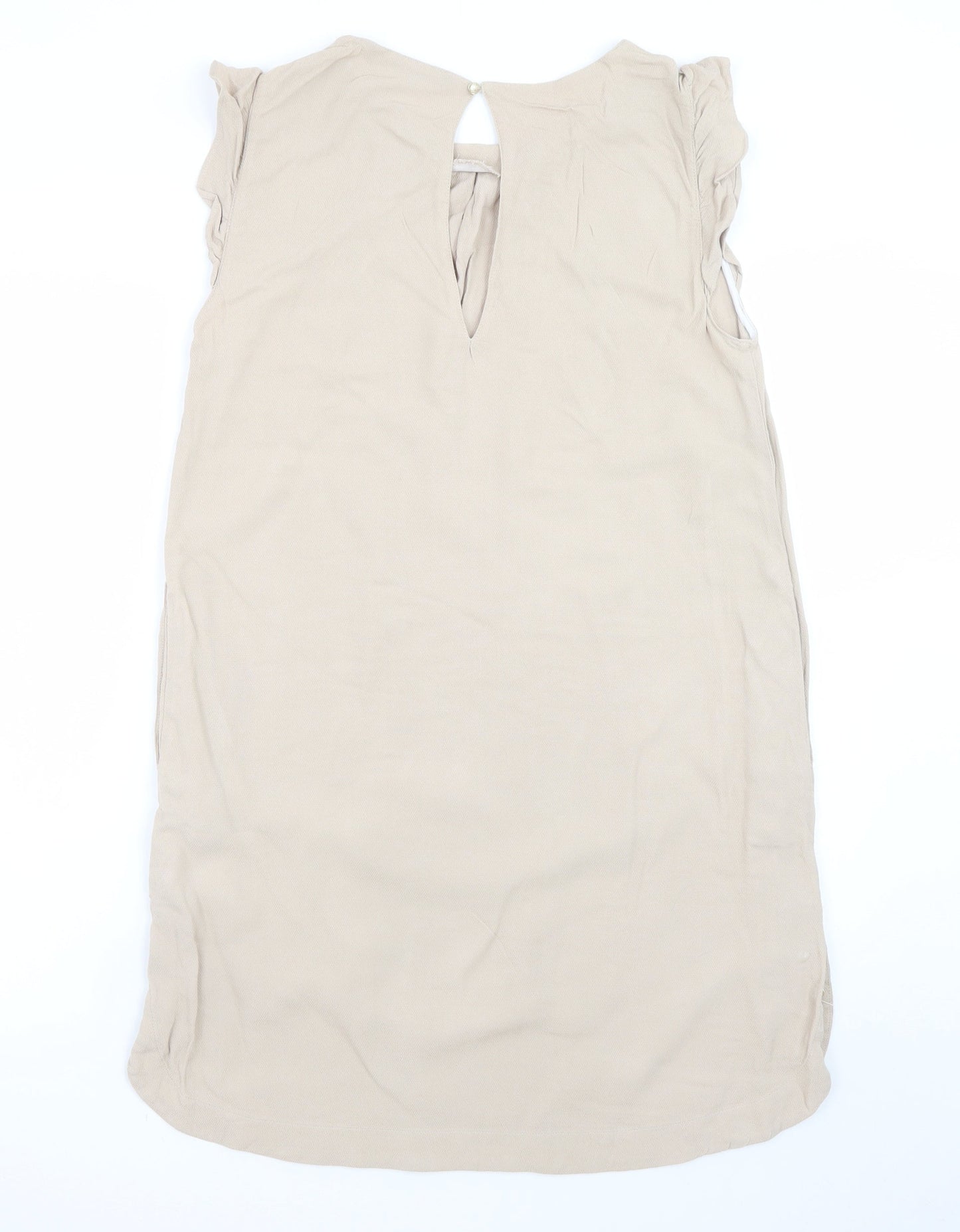 Zara Basic Women Beige Sleeveless Shift Dress Size M
