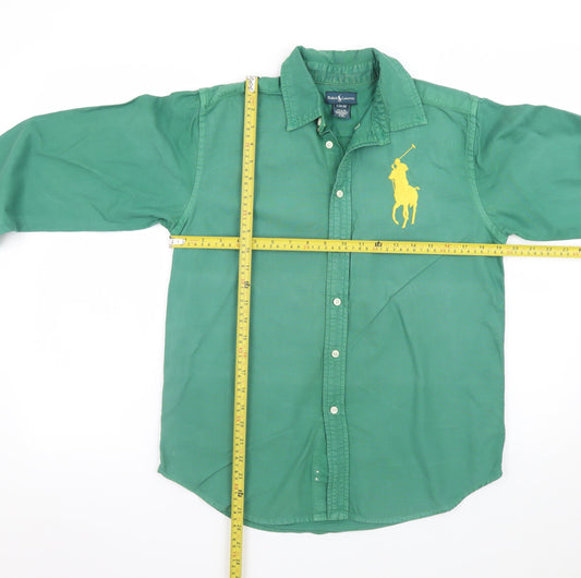 Ralph Lauren Green Button-Down Cotton Shirt L Teen Classic Style