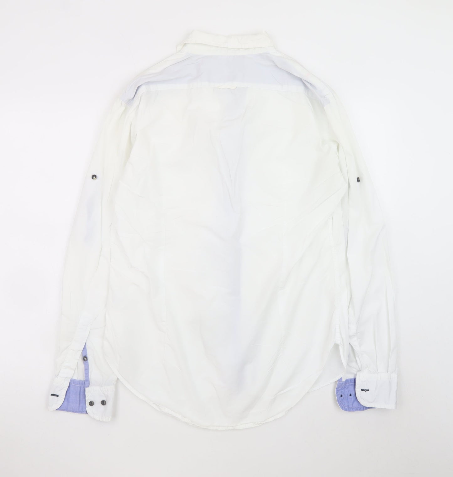 Zara Man White Long Sleeve Classic Sport Shirt Men's L
