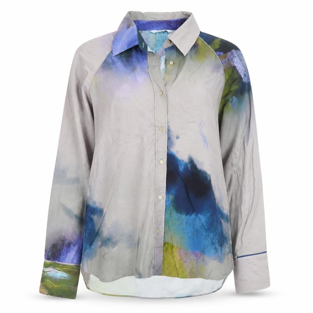 Front view of Next Multicoloured Artistic Print Viscose Long Sleeve Shirt, size 14